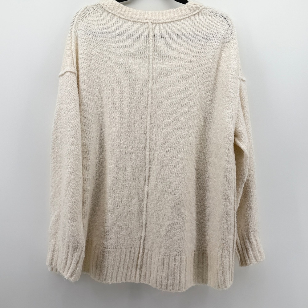Free People Women Ivory V-Neck Oversized Knit Sweater OB66170 Size S - Picture 2 of 5